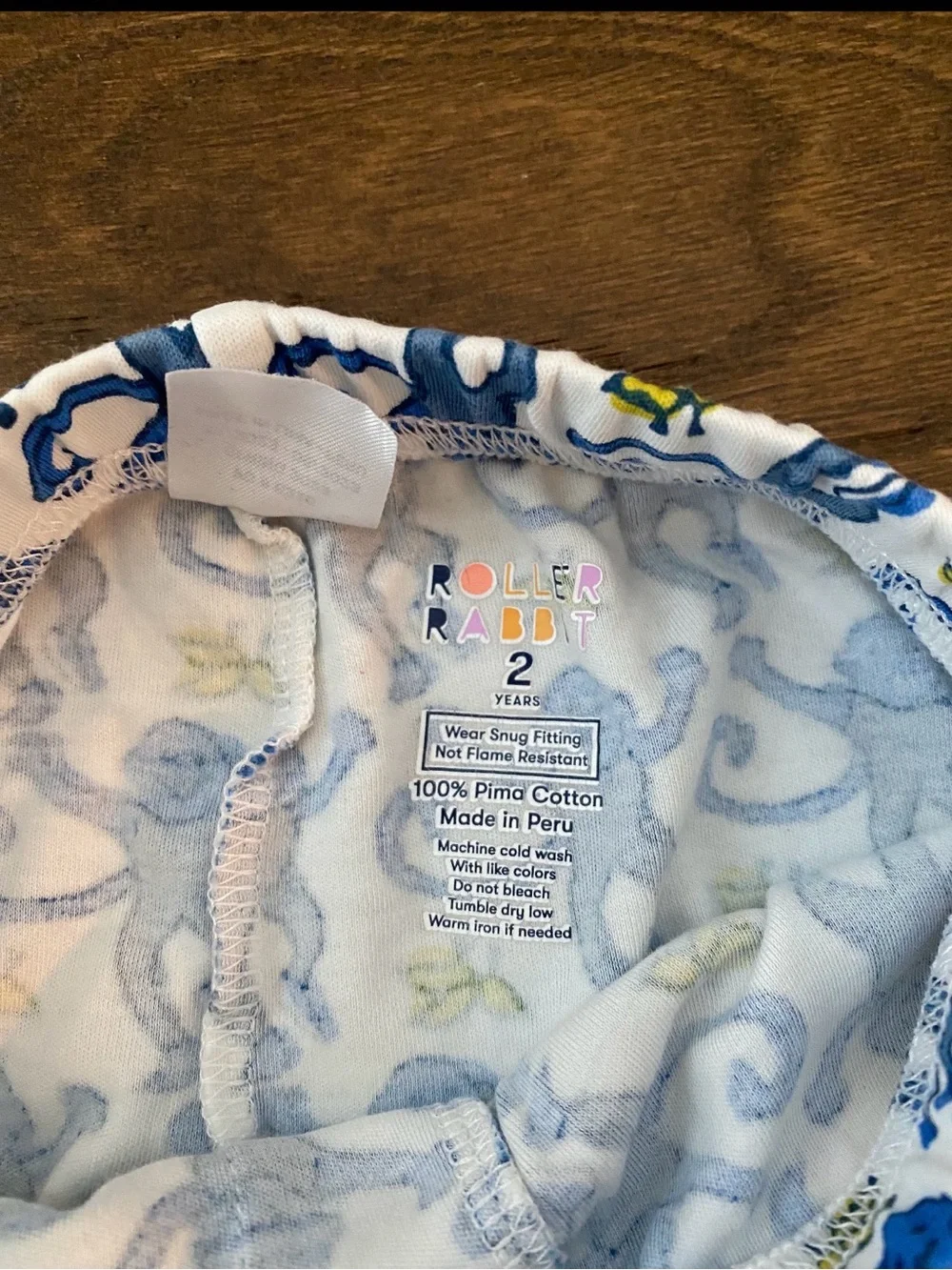 Roller Rabbit Blue Monkey Print Kids Pajama Bottoms